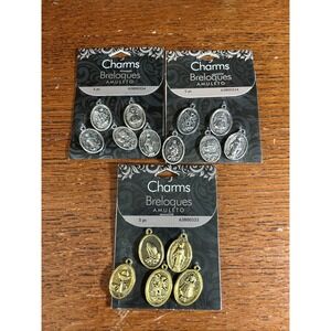 3 Packs On Cards Madonna Gold & Silver Charms For Necklace Jewelry Making